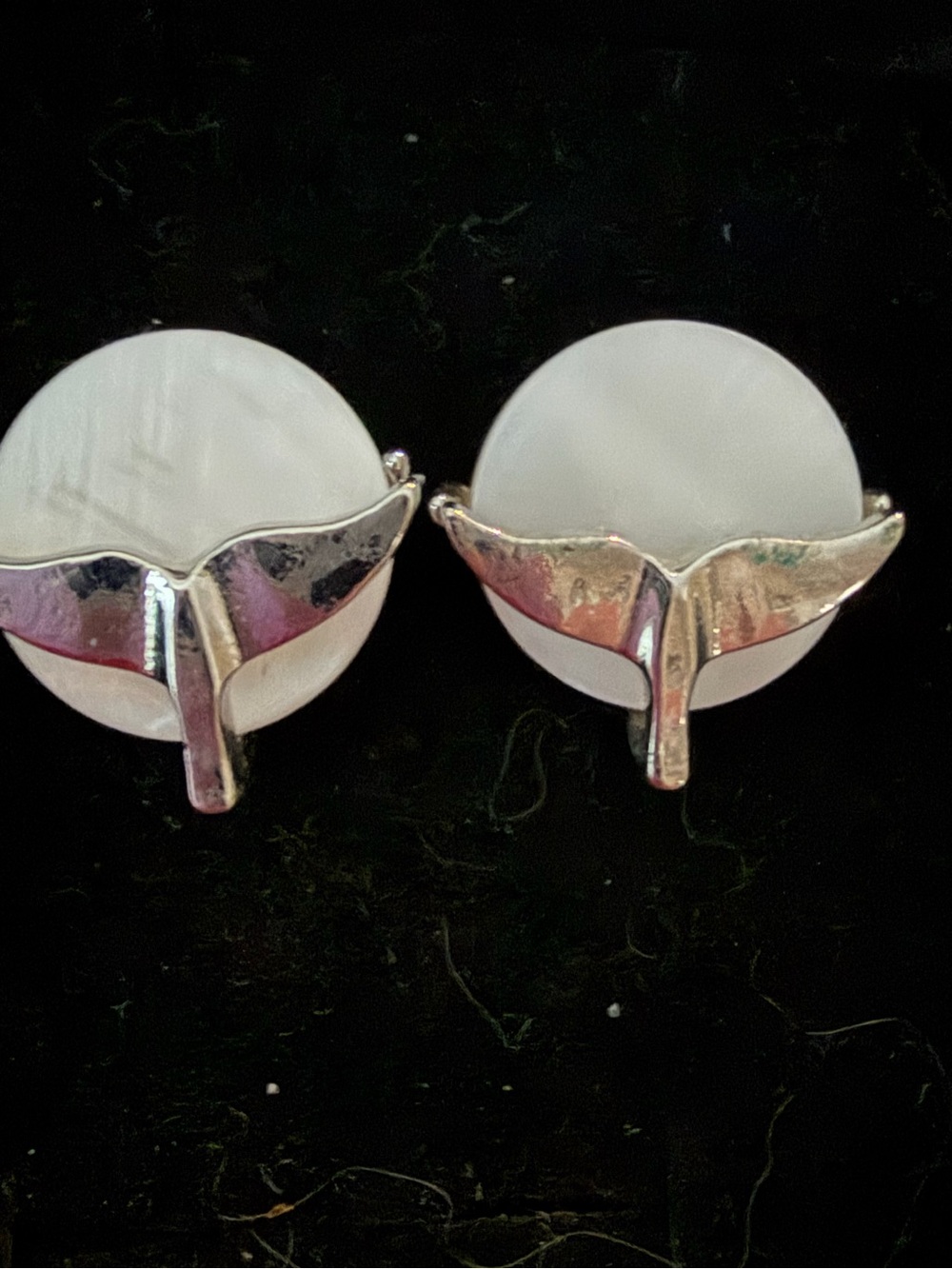 Whale Tail and mother of pearl earrings